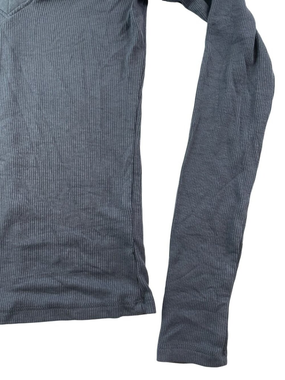 Garage Serene Deep V-Neck Ribbed Long Sleeve Top In Burnt Ash Women's Size S NWT - Picture 4 of 6